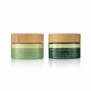 natural bamboo cap green glass cream jar for skincare products